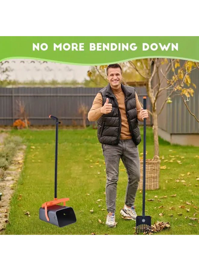 Gray Orange Rotating Dog Poop Scooper Kit With Rake Adjustable 46 Inch Handle 35 Bags - Image 5